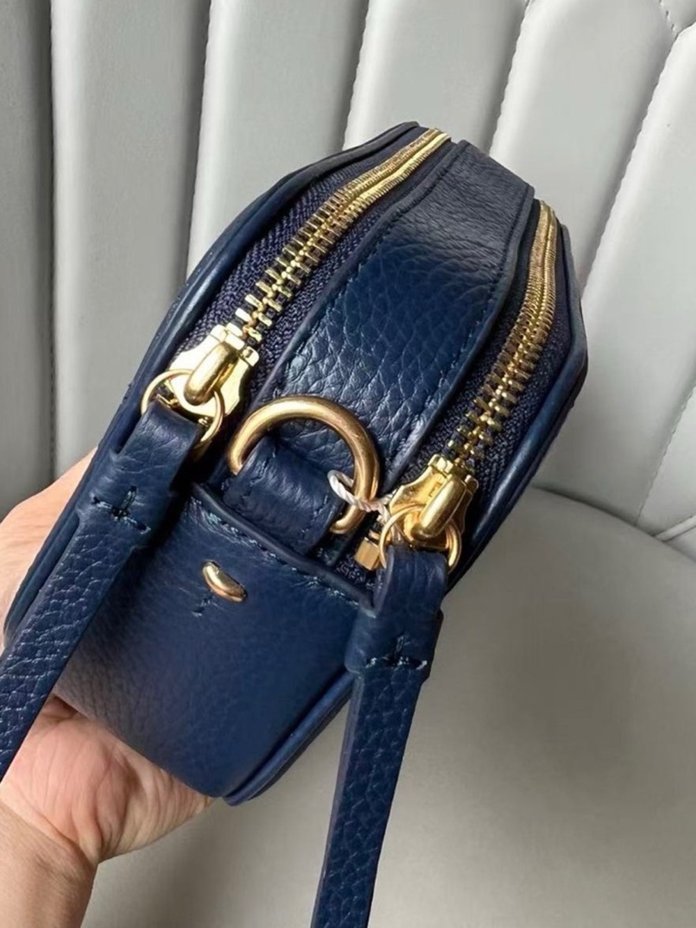 Tory Burch Deep Blue Crossbody Bag with Patterned Strap - Picture 5 of 7